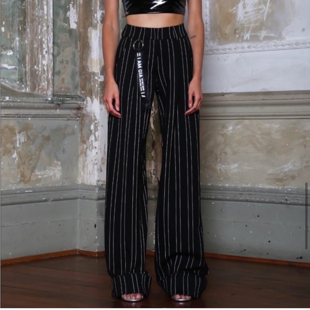 I.AM.GIA Mira Pinstriped Black Pant NWOT